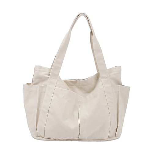 

Women's Bags Polyester Linen Tote Shopper Bag City Shopping Outdoor 2021 Handbags Black Milky White