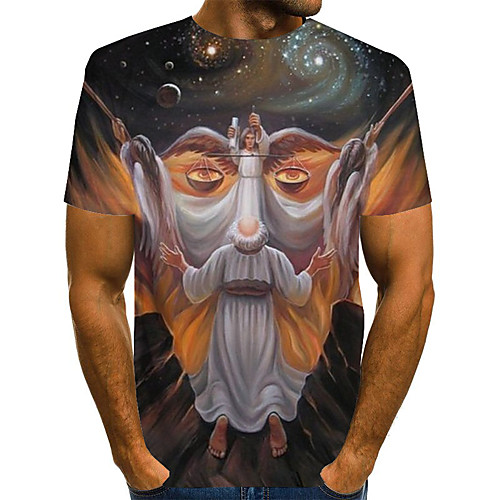 

Men's T shirt 3D Print Graphic Optical Illusion Portrait Print Short Sleeve Daily Tops Streetwear Exaggerated Black