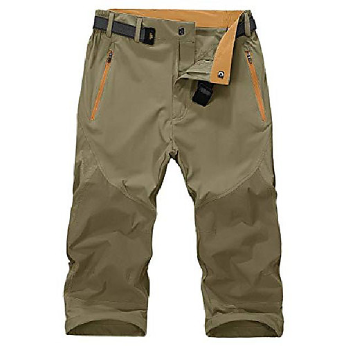 

men's 3/4 cargo shorts outdoor sports quick dry 3/4 capri pants hiking shorts khaki