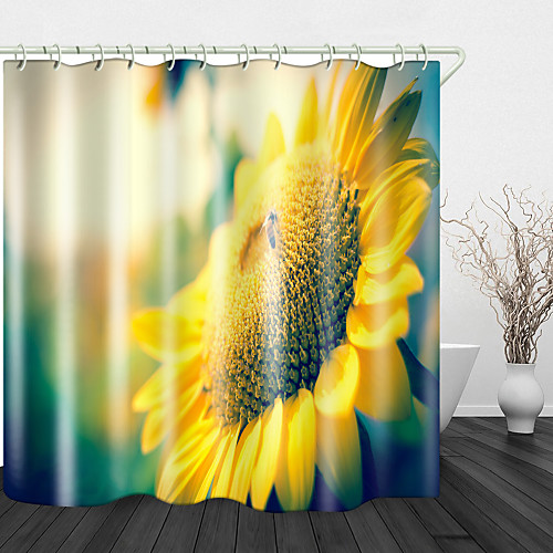 

Small Honey Sunflower Digital Printing Shower Curtain Shower Curtains Hooks Modern Polyester New Design