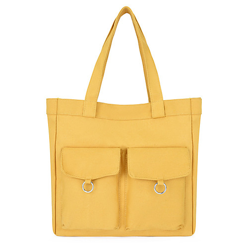 

Women's Bags Canvas Top Handle Bag Zipper Daily Handbags White Black Yellow