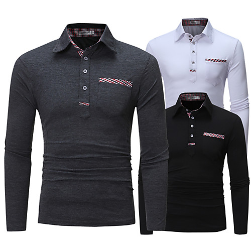 

Men's Golf Polo Shirts Long Sleeve UV Sun Protection Breathable Quick Dry Sports Outdoor Autumn / Fall Spring Winter Solid Color White Black Dark Gray / Stretchy