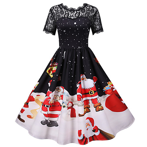 

Santa Claus Christmas Dress Women's Adults' Leisure Christmas Christmas Polyester Dress