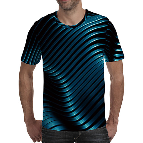 

Men's T shirt 3D Print Graphic 3D Plus Size Print Short Sleeve Daily Tops Elegant Exaggerated Blue
