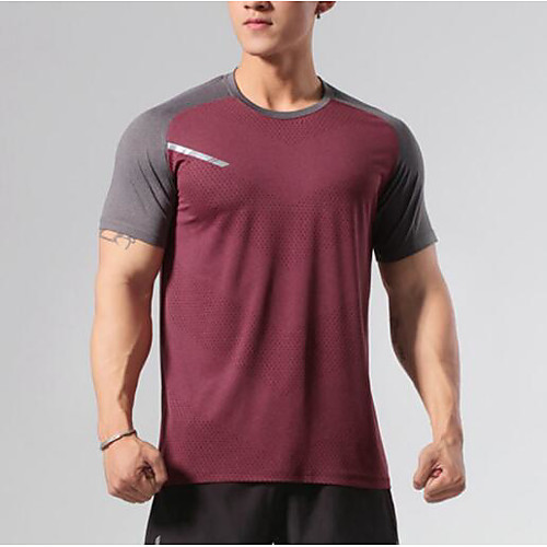 

Men's T shirt non-printing Color Block Short Sleeve Daily Tops Basic Blue Red