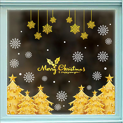 

Electrostatic Glass Window Decorations Christmas Tree Christmas Snowflake Festival Window Background Decoration Removable Wall Stickers 6090CM