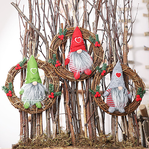 

Faceless Doll Small Doll Rattan Ring Pendant Doll Garland Ornaments Christmas Window Decoration