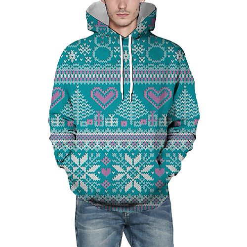 

Men's Pullover Hoodie Sweatshirt Graphic Heart 3D Christmas Daily 3D Print Christmas Hoodies Sweatshirts Light Green