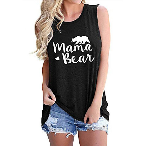 

loose tank tops for women mama bear sleeveless o neck shirts blouse black m