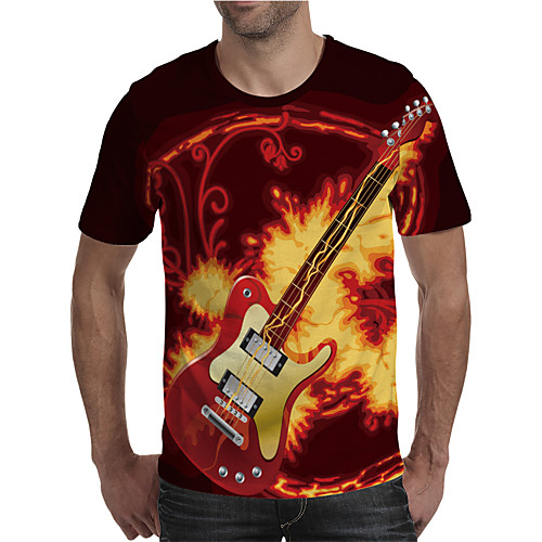 

Men's T shirt 3D Print Graphic 3D Plus Size Print Short Sleeve Daily Tops Elegant Exaggerated Red