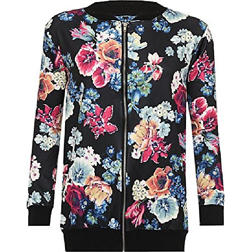 

rimi womens celeb inspired plus size long sleeve floral print zip bomber jacket zip coat varsity (2x-plus, purple)