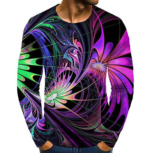 

Men's T shirt 3D Print Graphic 3D Plus Size Print Long Sleeve Daily Tops Elegant Exaggerated Rainbow