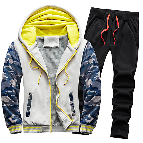 

Men's Hunting Leafy Suit Outdoor Windproof Fleece Lining Warm Soft Fall Winter Spring Camo / Camouflage Clothing Suit Polyester Camping / Hiking Hunting Fishing Dark Grey Black Grey