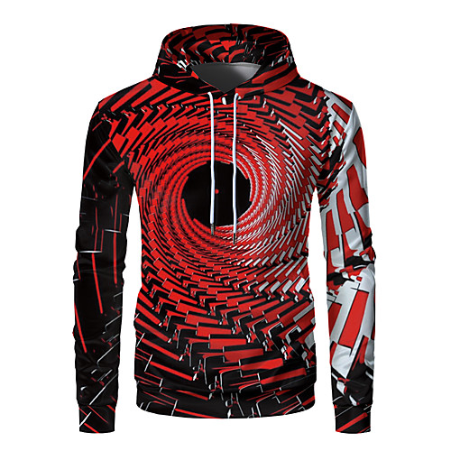 

Men's Pullover Hoodie Sweatshirt Graphic 3D Front Pocket Daily Weekend 3D Print 3D Print Hoodies Sweatshirts Red