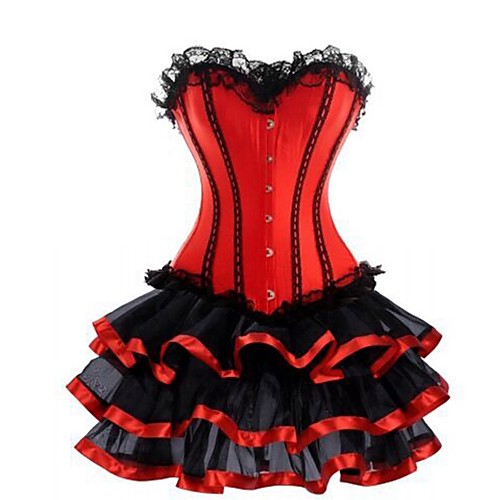 

Women's Hook & Eye Overbust Corset / Corset Dresses - Solid Color Red S M L