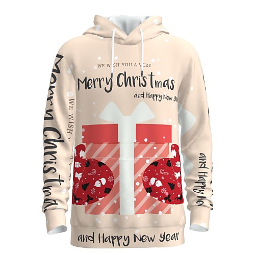 

Men's Pullover Hoodie Sweatshirt Graphic 3D Letter Christmas Daily 3D Print 3D Print Christmas Hoodies Sweatshirts Blushing Pink
