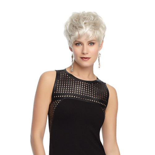 

Synthetic Wig Curly With Bangs Wig Short White Synthetic Hair Women's Fashionable Design Exquisite Comfy White