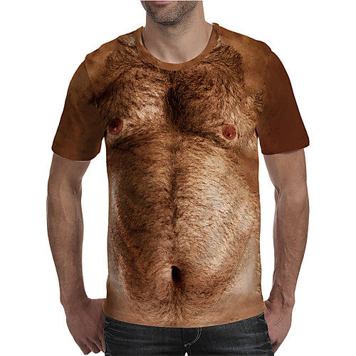 

Men's T shirt 3D Print Graphic 3D Plus Size Print Short Sleeve Daily Tops Elegant Exaggerated Brown