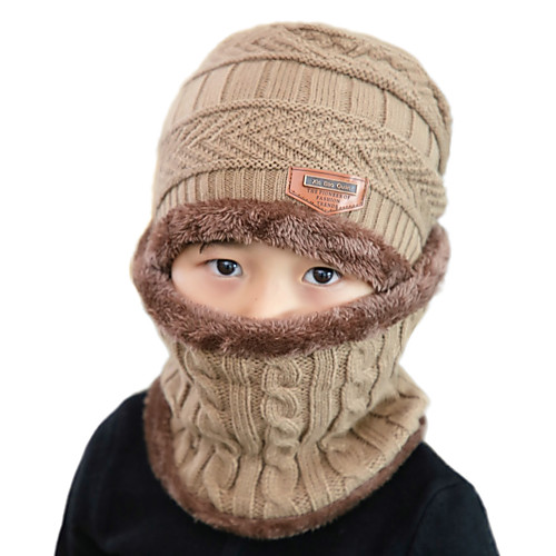 

Boys' Girls' Hiking Cap Beanie Hat 1 PCS Winter Outdoor Breathable Warm Soft Heat Retaining Neck Gaiter Neck Tube Skull Cap Beanie Solid Color Woolen Cloth Black Burgundy Grey for Hunting Ski