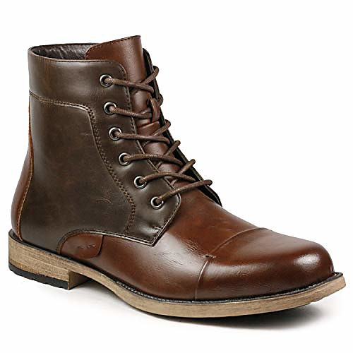 

mc307 men& #39;s lace up cap toe formal dress casual fashion boots & #40;9.5, brown/dark brown& #41;