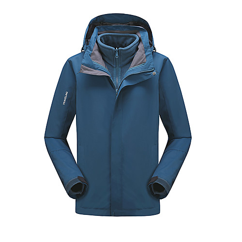 

Men's Hiking Jacket Hiking 3-in-1 Jackets Ski Jacket Winter Outdoor Solid Color Windproof Breathable Quick Dry Warm Winter Jacket Top Single Slider Camping / Hiking Hunting Ski / Snowboard Black Blue