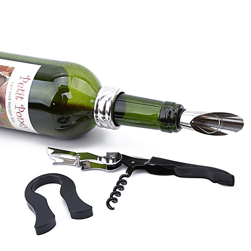 

4 Pcs/set Red Wine Opener Stainless Steel Pourer Wine Ring Bottle Plug Sea Horse Knife Wine Bottle Opener Gadget