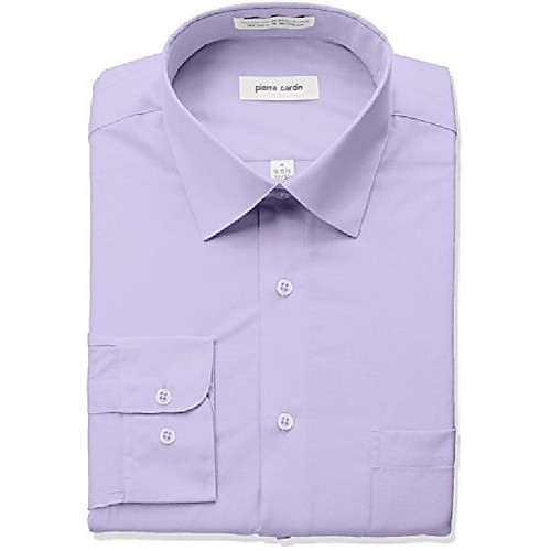

men's classic fit solid broadcloth semi spread collar shirt, violet, 17-17.5 neck 34-35 sleeve