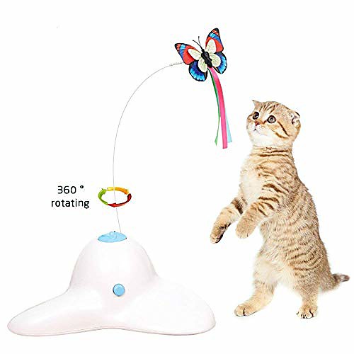 

Electric 360° Rotation Pets Cat Toy Rotating Butterfly Colorful Automatic Interactive Feathers PPABS Gift Pet Toy Pet Play