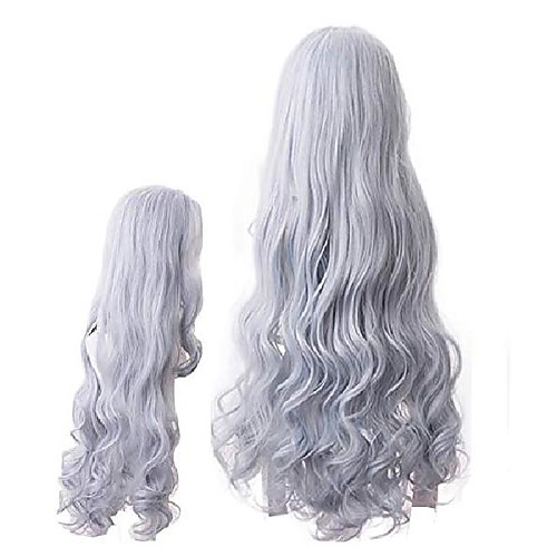 

mha eri cosplay wig bnha anime hair bluish gray long curly center parting synthetic wigs for halloween party (gray)