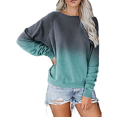 

tie dye sweatshirt womens loungewear crewneck long sleeve tie dye sweatshirt ombre casual loose pullover tops color block shirts pajama tops blue m