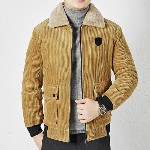 

Men's Parka Parka Plus Size Solid Colored POLY Black / Khaki M / L / XL