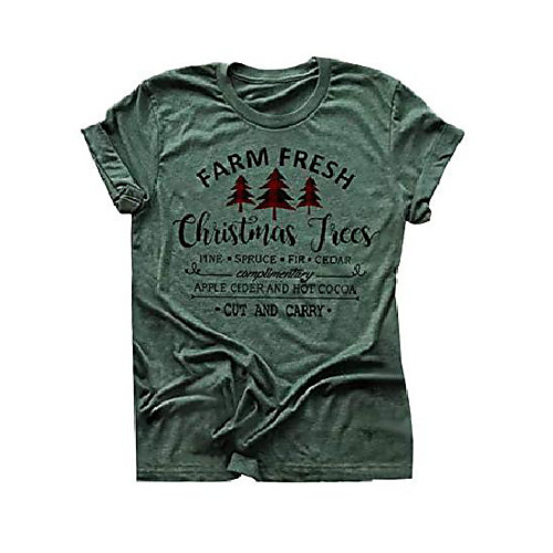 

women christmas it's the most wonderful time of the year shirt buffalro plaid tree pint tee top (m, dark green)
