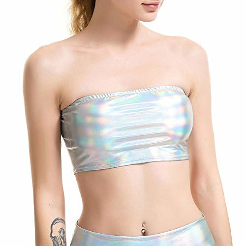 

summer vest top women shiny metallic vest rave festival silver holographic tank top clubwear