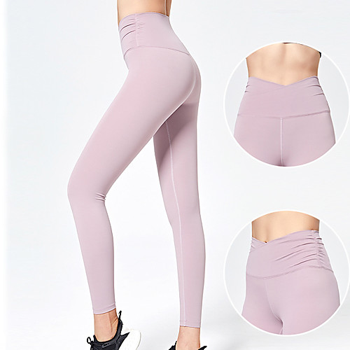 

Women's High Waist Yoga Pants Hidden Waistband Pocket Cropped Leggings Tummy Control Butt Lift Breathable Black Pink Gray Nylon Spandex Yoga Fitness Gym Workout Winter Sports Activewear High / Skinny