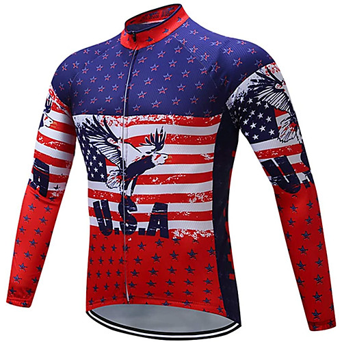 

21Grams Men's Long Sleeve Cycling Jersey Winter Fleece Polyester Red National Flag Bike Jersey Top Mountain Bike MTB Road Bike Cycling UV Resistant Fleece Lining Breathable Sports Clothing Apparel