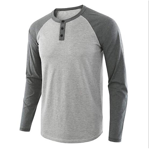 

henley 3 button long sleeve & #40;grey/black, m& #41;