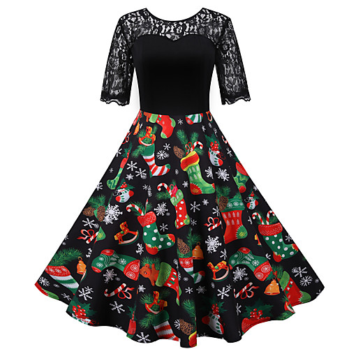 

Santa Claus Christmas Dress Women's Adults' Leisure Christmas Christmas Polyester Dress