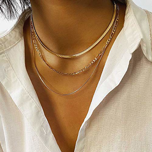

punk layered necklace snake bone choker necklaces minimalist necklace chain jewelry for women and girls (silver)