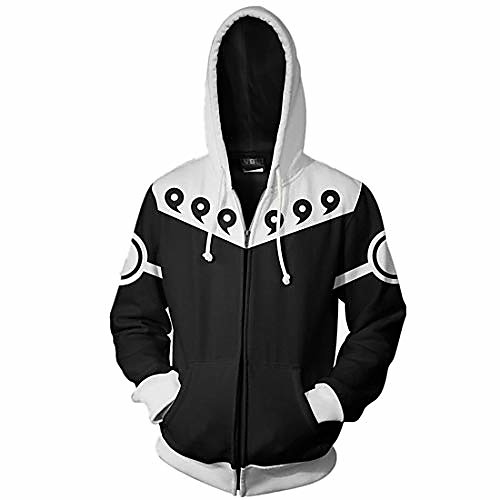 

men naruto kakashi long sleeve full-zip bomber jacket hooded varsity jacket (m/us s, six paths)