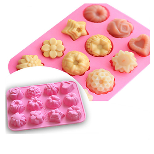 

Silicone Fondant Cake Molds 12-Cavity Flower Shapes Non-Stick Kitchen Baking Pans Ice Cube Trays for Making Candy Chocolate Muffin Cupcake 4 Packs 2 Packs 1 Pack Pink