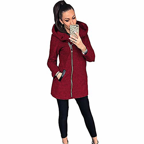 

women hooded zipper jacket casual coat cotton parka s-5xl red