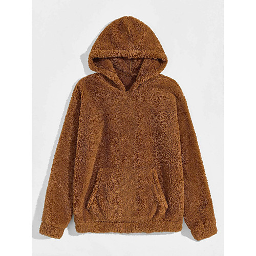 

Men's Pullover Hoodie Sweatshirt Solid Color Hooded Casual Hoodies Sweatshirts Long Sleeve Black Brown