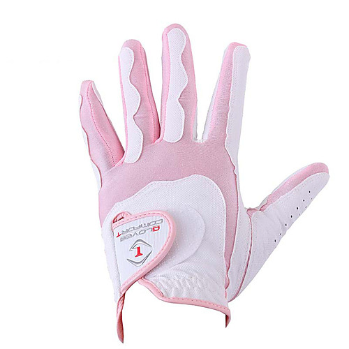 

Golf Glove Golf Full Finger Gloves Women's Anti-Slip UV Sun Protection Breathable PU Leather Microfiber Training Outdoor Competition WhitePink / Sweat wicking