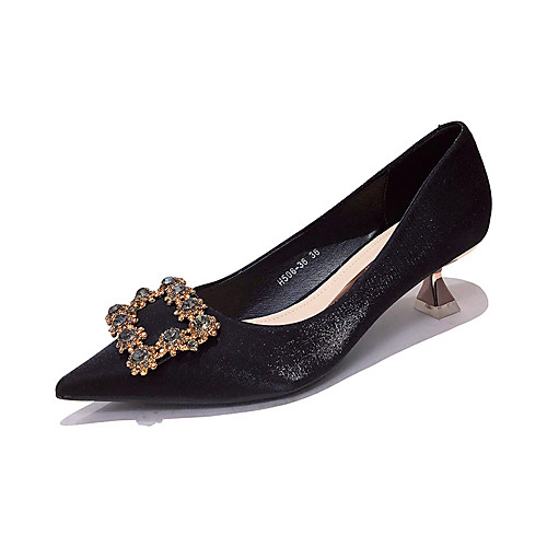 

Women's Wedding Shoes Stiletto Heel Pointed Toe Wedding Pumps Classic Wedding Satin Rhinestone Solid Colored Almond Black Burgundy