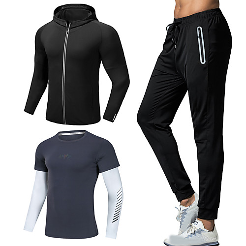 

Men's Joggers Jogger Pants Activewear Set Hoodie Athletic Athleisure Long Sleeve 3pcs Winter Front Zipper Elastane Breathable Quick Dry Moisture Wicking Fitness Gym Workout Running Active Training