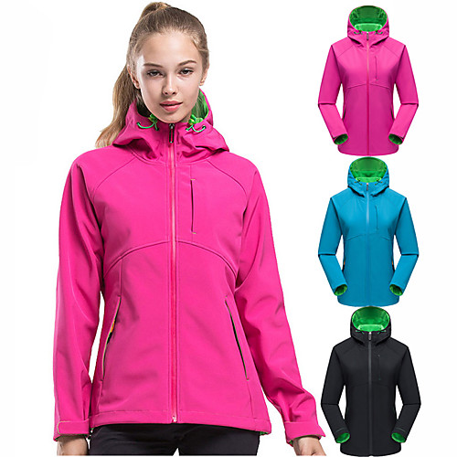 

Women's Hoodie Jacket Hiking Softshell Jacket Hiking Jacket Winter Outdoor Solid Color Thermal Warm Waterproof Windproof Breathable Jacket Top Fleece PU Leather Softshell Full Length Visible Zipper