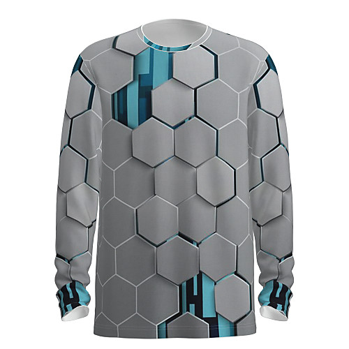 

Men's T shirt 3D Print Graphic 3D Long Sleeve Daily Tops Basic Gray