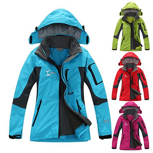 

Women's Hiking Jacket Hiking 3-in-1 Jackets Winter Outdoor Thermal Warm Waterproof Windproof Breathable 3-in-1 Jacket Top Fleece Full Length Visible Zipper Skiing Camping / Hiking Hunting Red Fuchsia