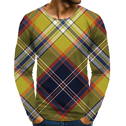 

Men's T shirt 3D Print Graphic 3D Plus Size Print Long Sleeve Daily Tops Elegant Exaggerated Rainbow