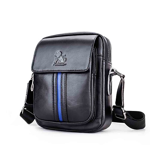 

Men's Bags Cowhide Crossbody Bag Zipper Daily Outdoor MessengerBag Black
